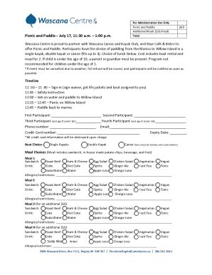 Fillable Online Picnic And Paddlejuly A M P M Fax Email