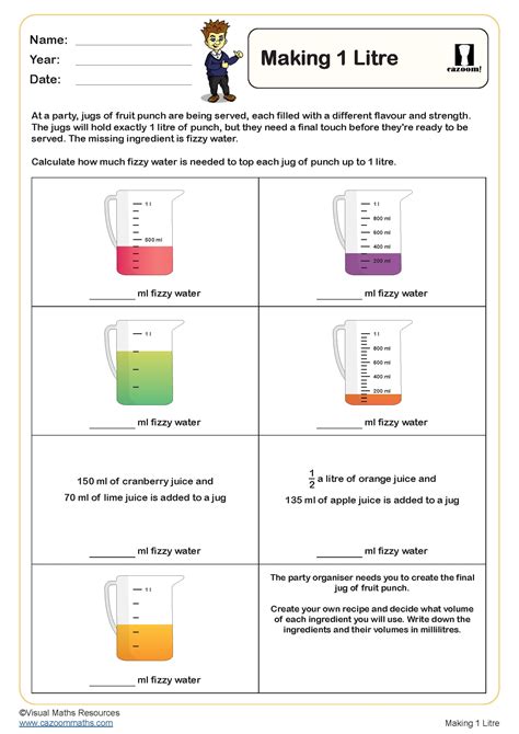 Making 1 L Worksheet Fun And Engaging Year 3 Pdf Worksheets