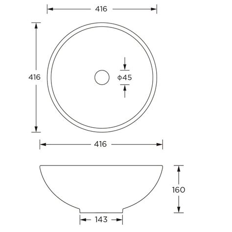 Modern Round Ceramic Cloakroom Countertop Basin 415mm X 415mm Glos