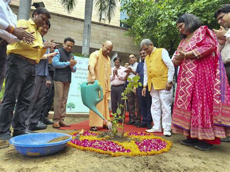 Up Cm Adityanath Plants Sapling Under Ek Ped Maa Ke Naam Campaign At