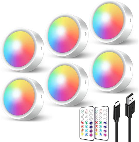 Rgb Rechargeable Puck Lights With Remote Control Mah Battery