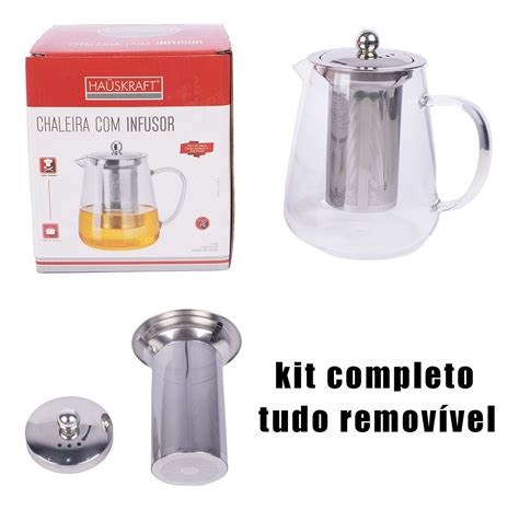 Chaleira Vidro Bule Infusor Inox Chá 750ml Resistente MercadoLivre