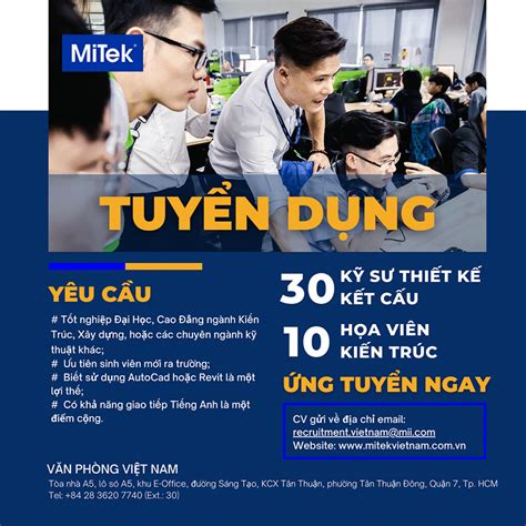 Công Ty Mitek Tuyển Dụng 30 Kỹ Sư Thiết Kế Kết Cấu 10 Họa Viên Kiến Trúc