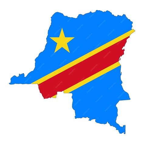 Silueta De Mapa De República Democrática Del Congo Con Bandera Sobre Fondo Blanco Aislado