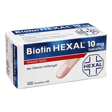 Biotin HEXAL 10 Mg Tabletten 100 St PZN 2894148 WIRKSTOFF Biotin