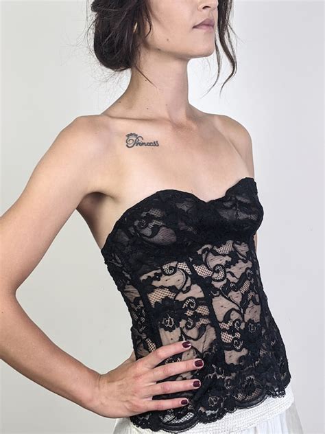 Vintage 1990s Black Lace La Perla Corset Size S M Etsy