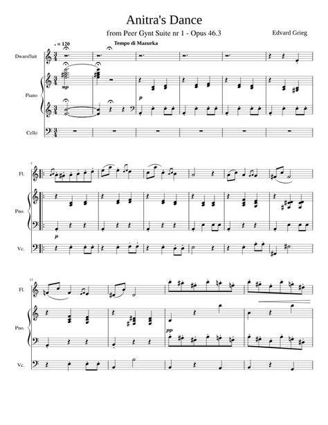 Anitras Dance From Peer Gynt Suite 1 Edvard Grieg Sheet Music For