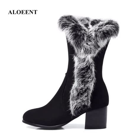 Buy Aloeent Real Rabbit Fur Boots Women Winter Shoes