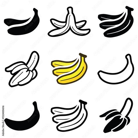 Vetor De Banana Icon Collection Vector Outline And Silhouette Do