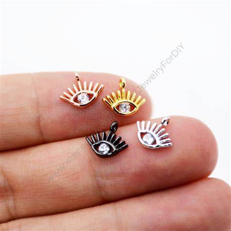 5 10 Piezas Tiny Evil Eyes Charm Colgante CZ Micro Pave Evils Etsy