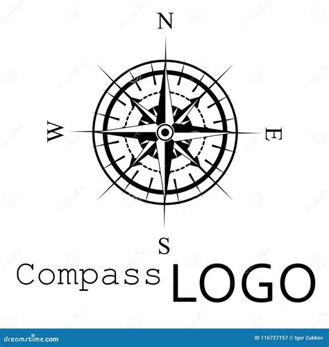 Black And White Compass Logo Vector Icon Rose Of Wind Stock Vector Illustration Of Nautical