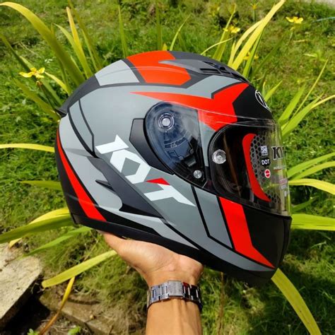 Jual KYT FALCON FR RAID BLACK MATT RED FLUO ORIGINAL HELM TOURING KYT