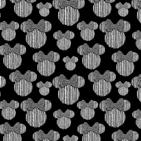 Springs Creative Disney Minnie Mouse Heads Black Gray 100 Cotton