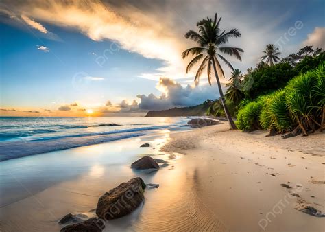 Latar BelakangLatar Belakang Wallpaper Pohon Palem Pantai Berpasir Laut