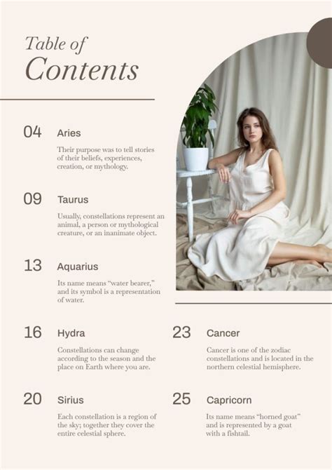 Edit this Elegant Simple Fashion Magazine Table Of Contents layout online