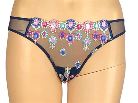 Victorias Secret Dream Angels Embroidered Jewel Mesh Cheeky Panty Xs S