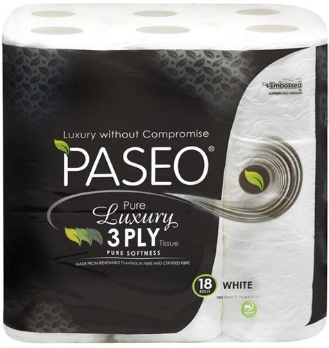 Paseo Pure Luxury Toilet Tissue 3ply 180 Sheets X 18 Rolls Innoway