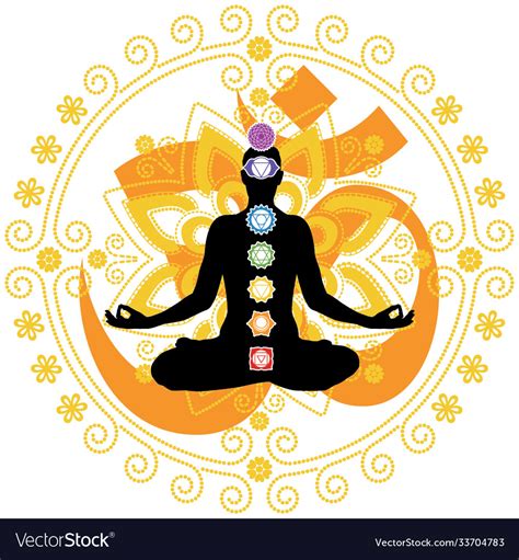 Woman In Yoga Lotus Pose With Chakra Symbols Vector Image