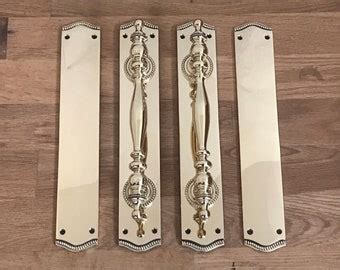 Large 12 Brass Vintage Style Door Pull Grab Handles Etsy