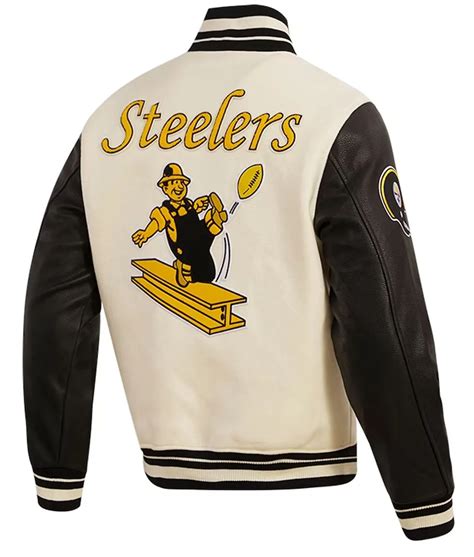 Pittsburgh Steelers Retro Classic Cream Varsity Jacket Lerenjack