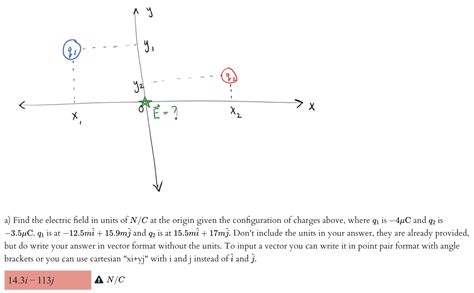 Solved a) Find the electric field in units of N/C at the | Chegg.com