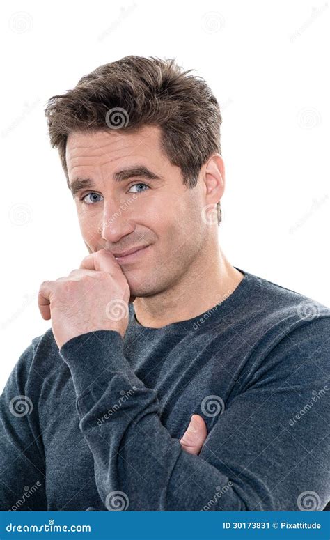 Mature Handsome Man Shy Portrait Stock Image Image 30173831