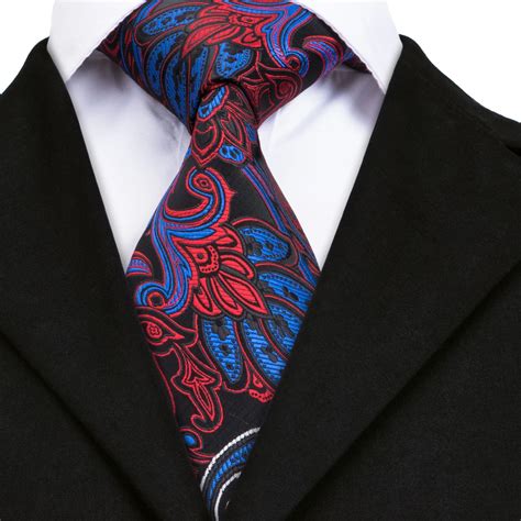 Dn Hi Tie Fashion Floral Tie Red Blue Silk Neck Tie Cm Width