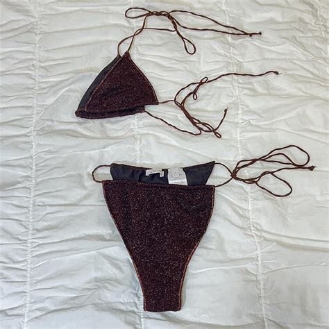 On Hold Os Ree Lumi Re Lurex Micro Bikini Set Depop