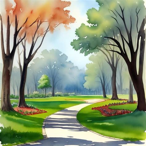 Premium AI Image | Watercolor painting of a park