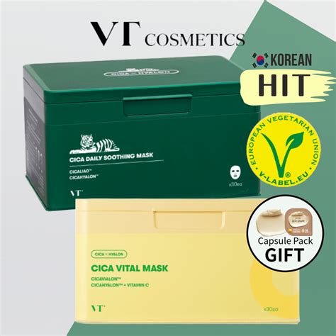 Vt Cica Daily Soothing Mask30ea Travel Kit Sheet Mask Cica Care Hyalon Glow Skincare