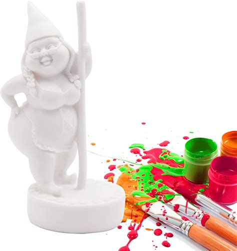 Dnoifne Paint Your Own Garden Gnome Statues Unpainted Pole Dancing