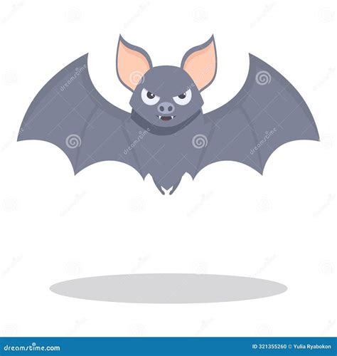 Cartoon Bat Character Spreading Its Wings And Showing Its Fangs Stock