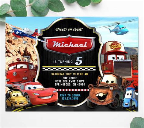 Cars Lightning Mcqueen Invitation Template With Photo Edit Online Now