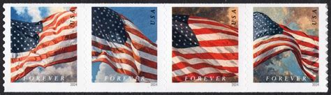 New Issue Forever Flags Bca Coil Strip Of Four 2024 Sa United States General Issue Stamp