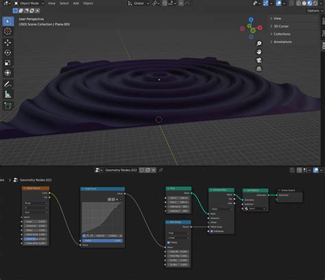 Animation How Can I Make The Wave Height Smaller Towards The Outside With Geometry Nodes