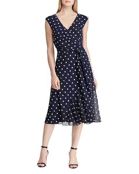 Ralph Lauren Faux Wrap Polka Dot Dress Women Bloomingdales Polka