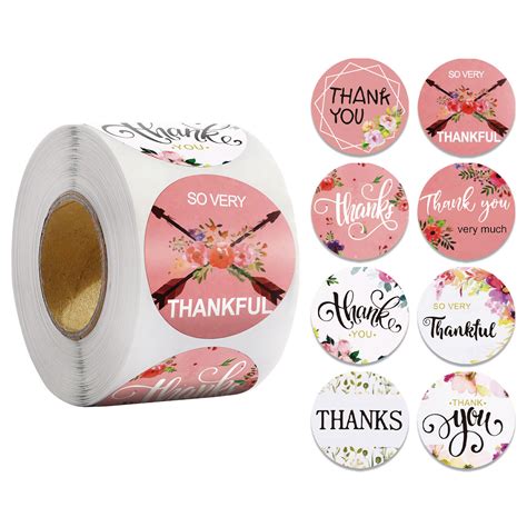 50 100pcs Floral Thank You Stickers Labels Paper T Envelope Seals