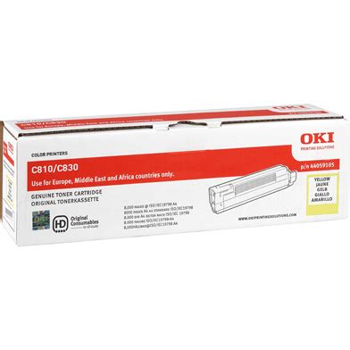 OKI 44059105 C810 C830 Yellow Toner Cartridge 8 000 Pages