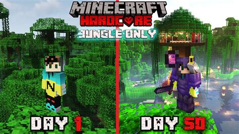 I Survived Days Of Hardcore Minecraft In A Jungle Only World Youtube