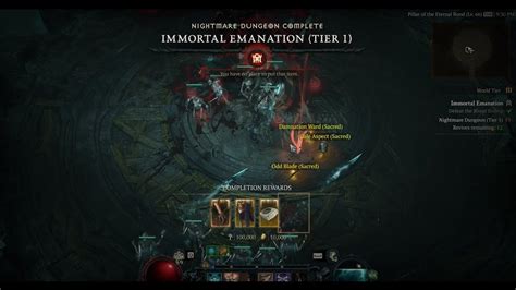 Diablo 4 Immortal Emanation Nightmare Dungeon Run WT3 Necromancer