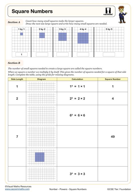 Square Numbers Worksheet | Fun and Engaging Number Worksheet