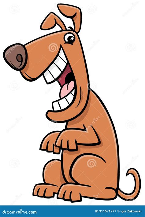 Cartoon Happy Brown Dog Comic Animal Character Stock Vector