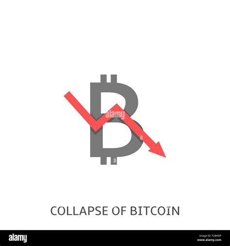 Collapse Of Bitcoin Bitcoin Symbol With Red Arrow Financial Crisis