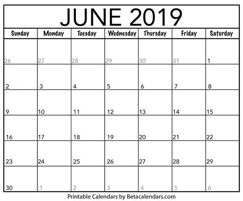 Printable June Calander