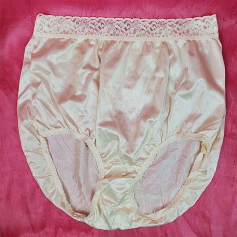 Vtg Sheer Panties Shiny Silky Nylon Gusset W Lace Siz… Gem