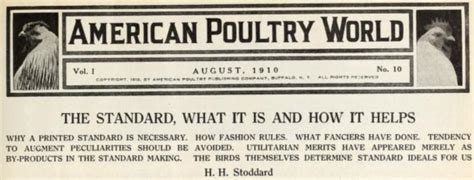 Standard Of Perfection History The American Poultry Association Apa