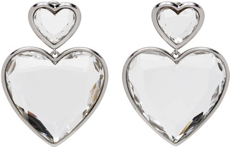 Marc Jacobs Silver Crystal Double Heart Earrings Marc Jacobs