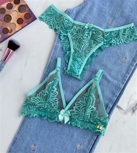 Conjunto de Lingerie Seduzione Verde Água sem Bojo e sem Aro Dolce Pecado