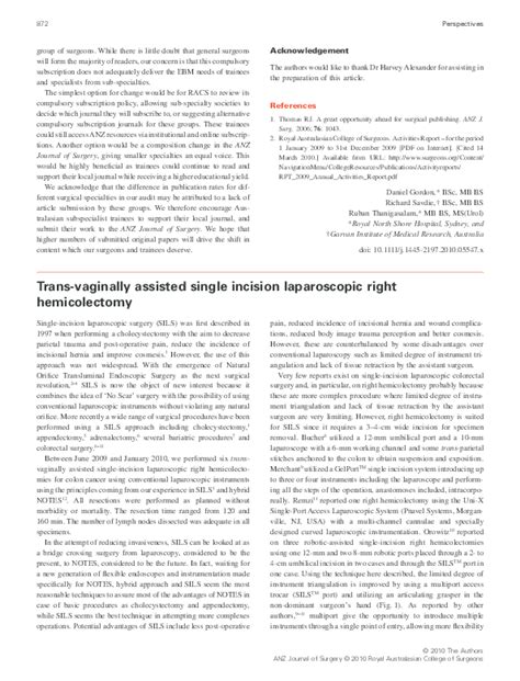 Pdf Trans Vaginally Assisted Single Incision Laparoscopic Right