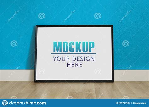 Frame Poster Mock Up With Horizontal Black Frame Empty Frame Standing